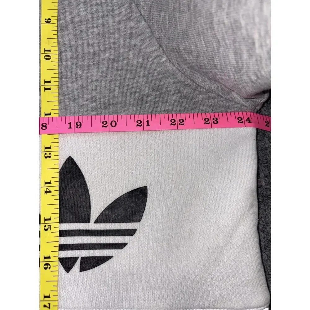Adidas Sweatshirt Adult XL Gray Black Trefoil Logo Fleece Crewneck Streetwear - Picture 10 of 11